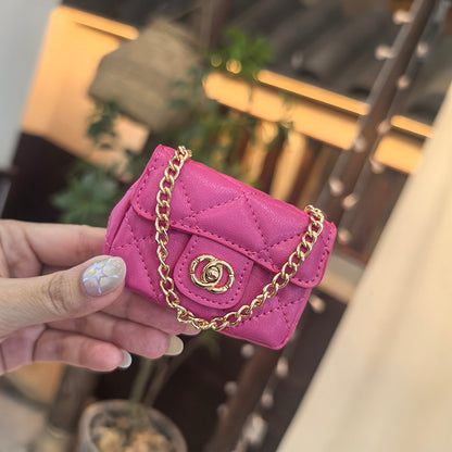 Mini Quilted Flap Bag Charm Keychain