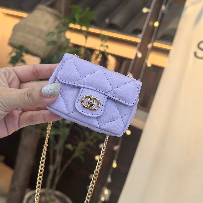 Mini Quilted Flap Bag Charm Keychain
