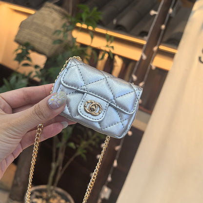 Mini Quilted Flap Bag Charm Keychain