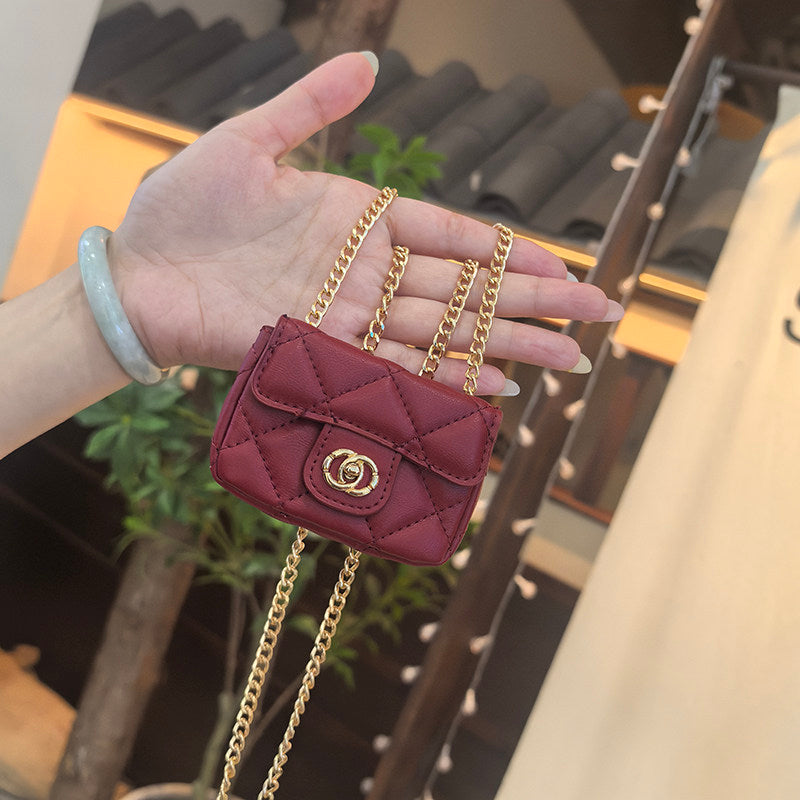 Mini Quilted Flap Bag Charm Keychain