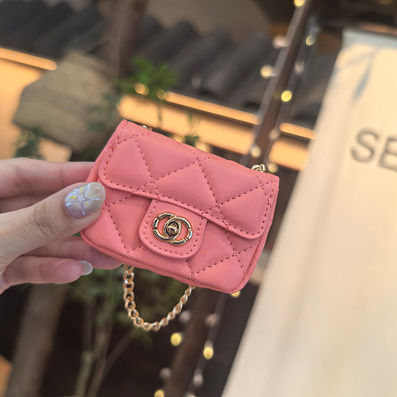 Mini Quilted Flap Bag Charm Keychain