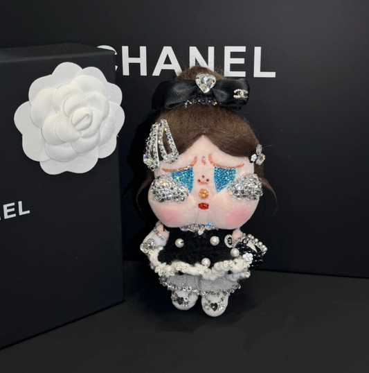 Authentic Pop Mart CRYBABY SHINY SHINY SERIES BLACK Customized with Swarovski Crystals – Handmade Collectible