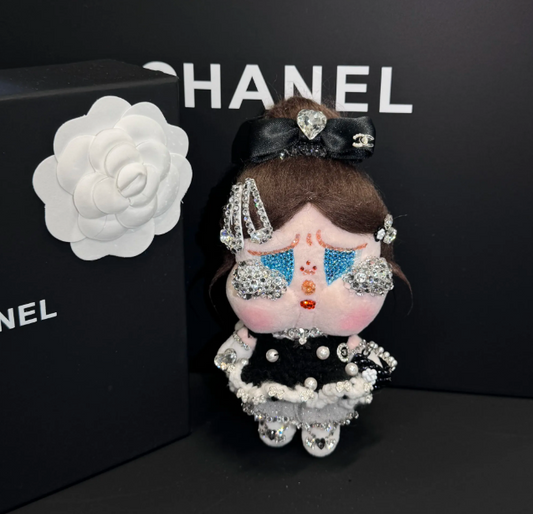 Authentic Pop Mart CRYBABY SHINY SHINY SERIES BLACK Customized with Swarovski Crystals – Handmade Collectible