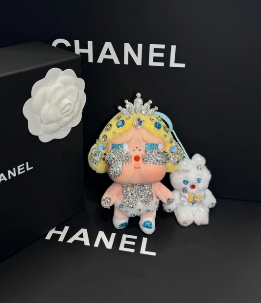Authentic Pop Mart Crybaby Super Secret Baby Blonde Vinyl Plush Customized with Swarovski Crystals – Handmade Collectible