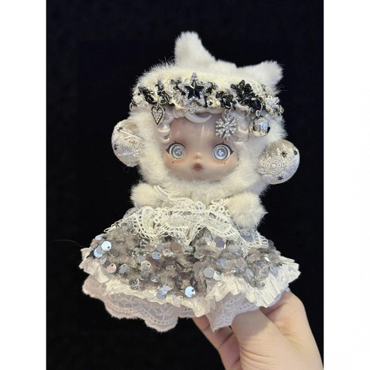 Skullpanda Snow Stardust Crown – Winter Luxe Handmade Dress | Fits Skullpanda Plush V1 & V2