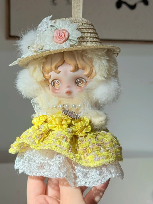 Skullpanda Golden Daisy Morning – Handmade Sunshine Tweed Dress | Fits Skullpanda Plush V1 & V2