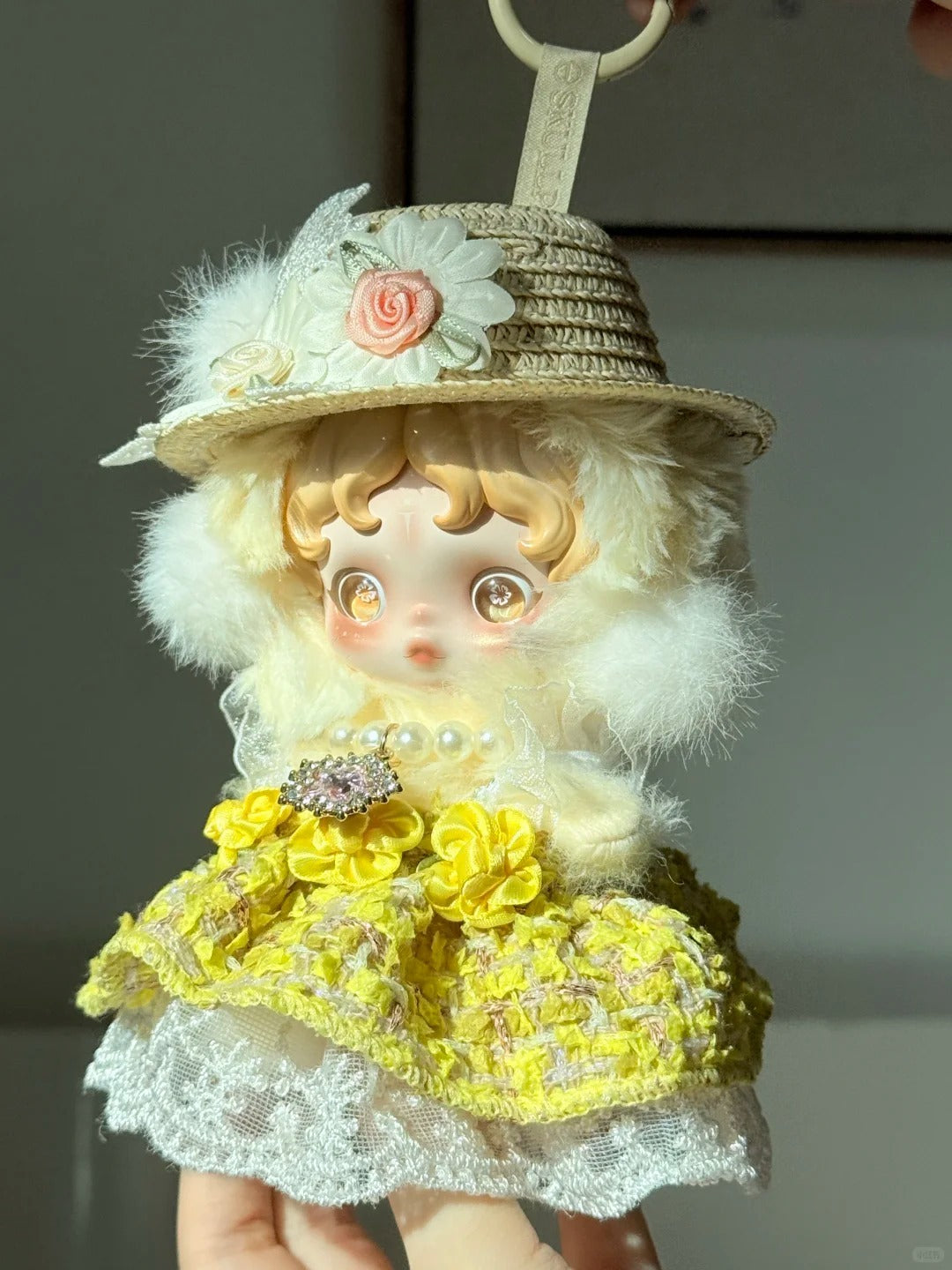 Skullpanda Golden Daisy Morning – Handmade Sunshine Tweed Dress | Fits Skullpanda Plush V1 & V2