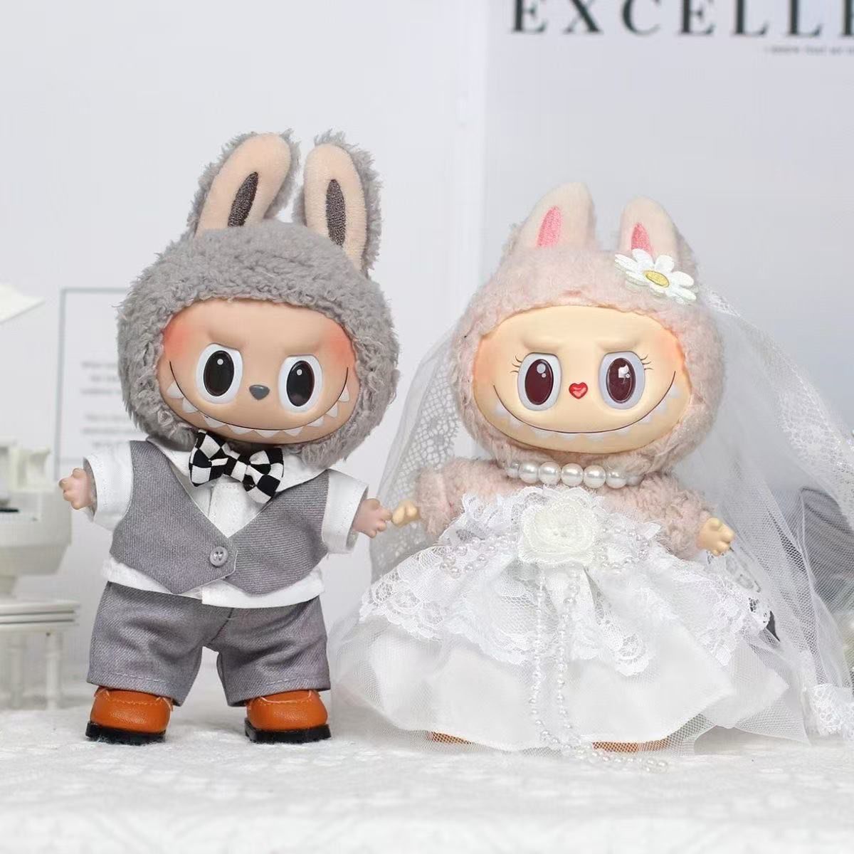 Bride & Groom Labubu Costume Set | Fits 17cm