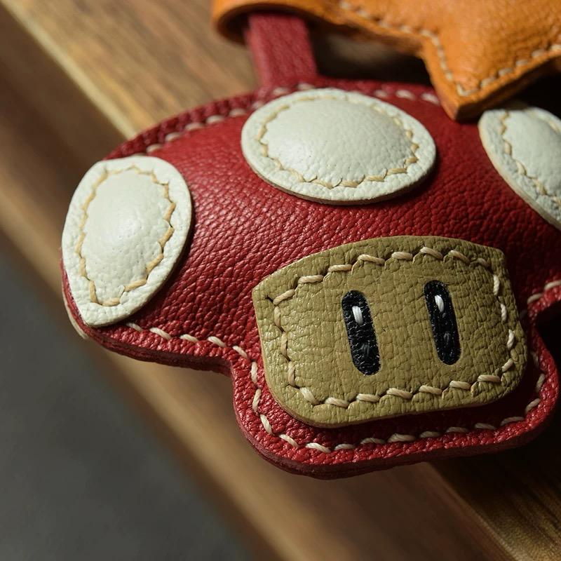 Starlit Mushroom Handmade Leather Charm