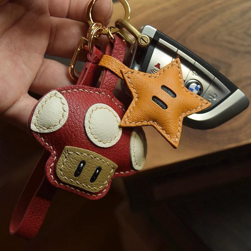 Starlit Mushroom Handmade Leather Charm