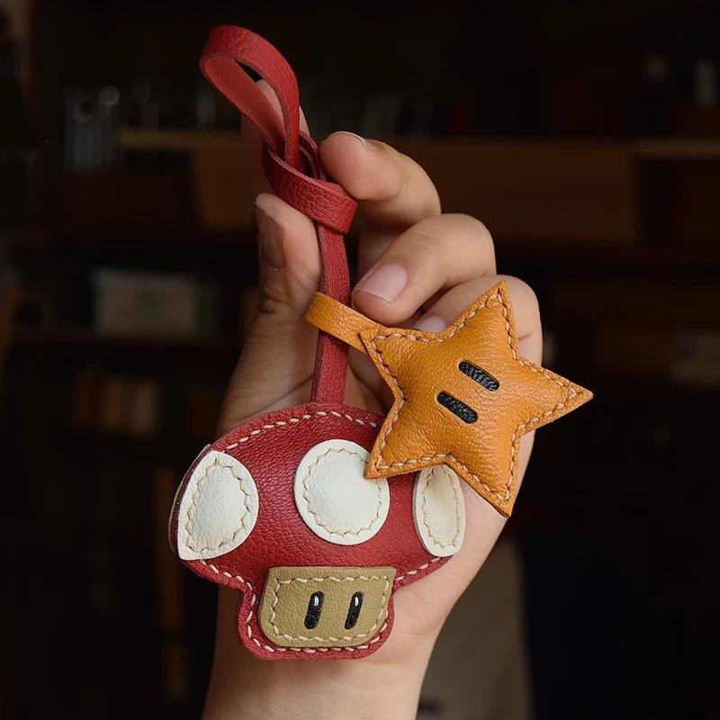 Starlit Mushroom Handmade Leather Charm