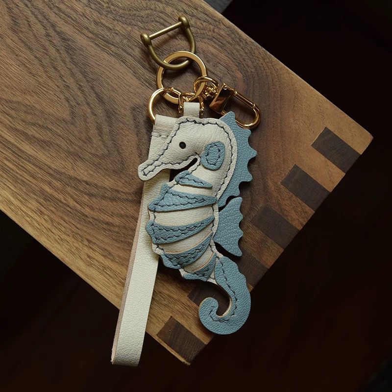Ocean Whisper Seahorse Handmade Leather Charm