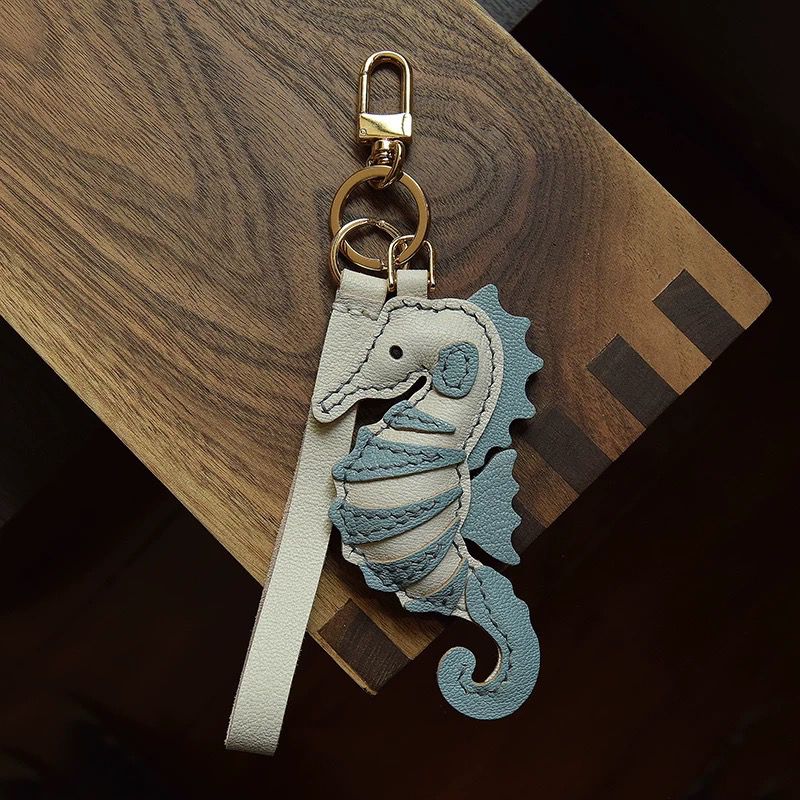 Ocean Whisper Seahorse Handmade Leather Charm