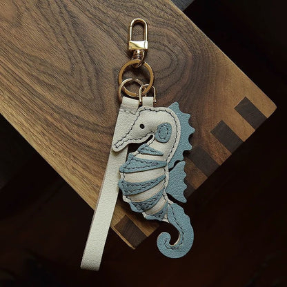 Ocean Whisper Seahorse Handmade Leather Charm