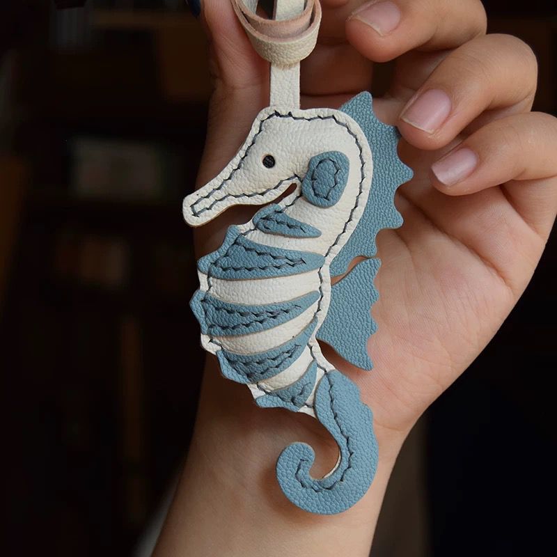 Ocean Whisper Seahorse Handmade Leather Charm