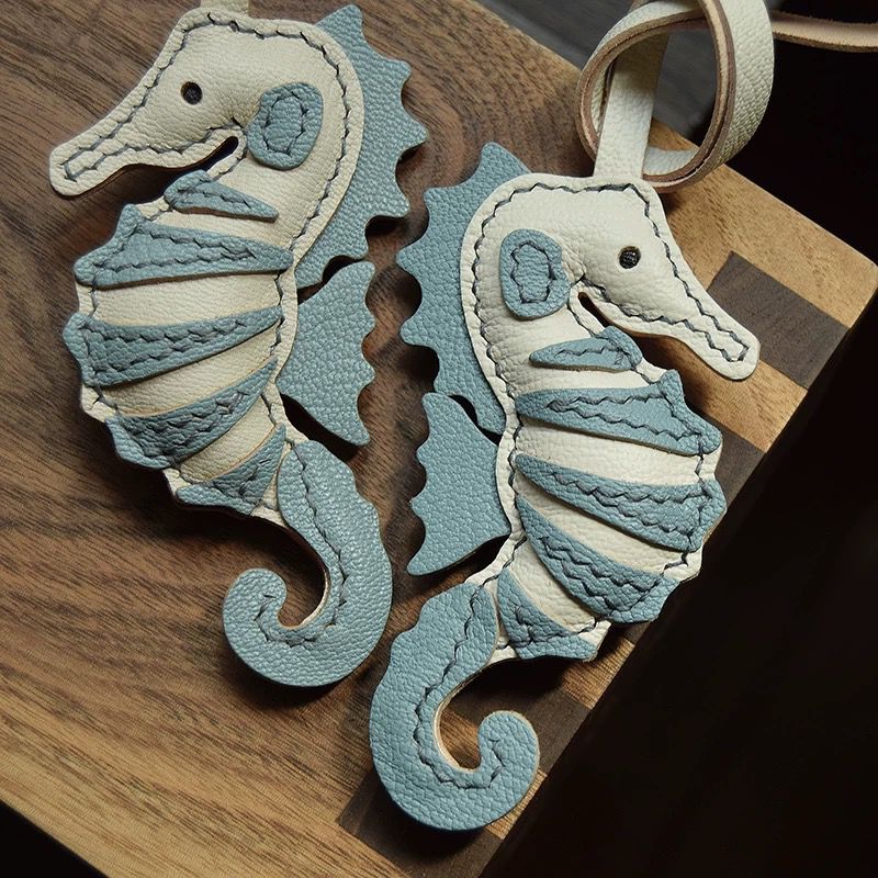 Ocean Whisper Seahorse Handmade Leather Charm
