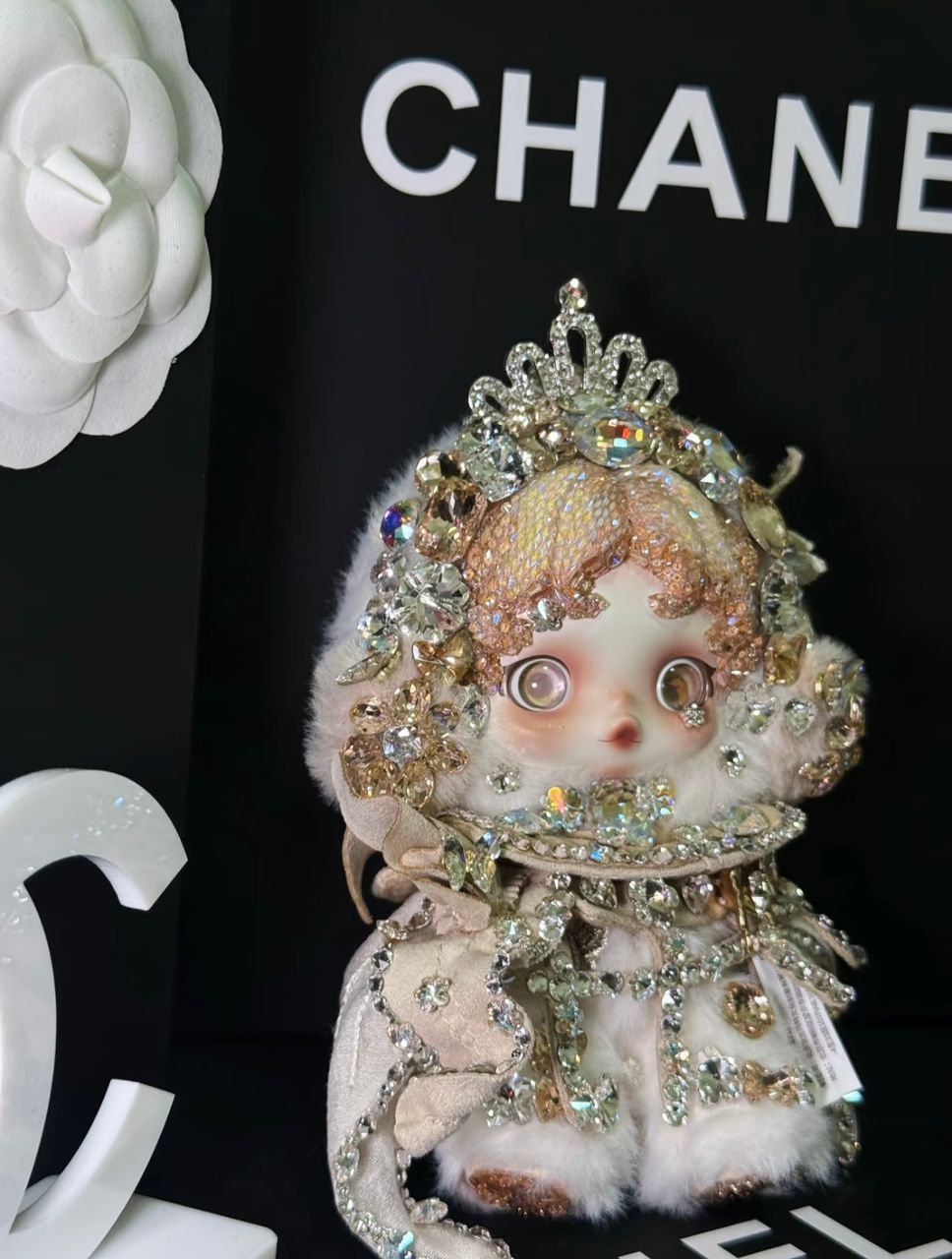 Authentic Pop Mart Skullpanda Crystal Tiara – Handmade Swarovski Crystal Plush Pendant