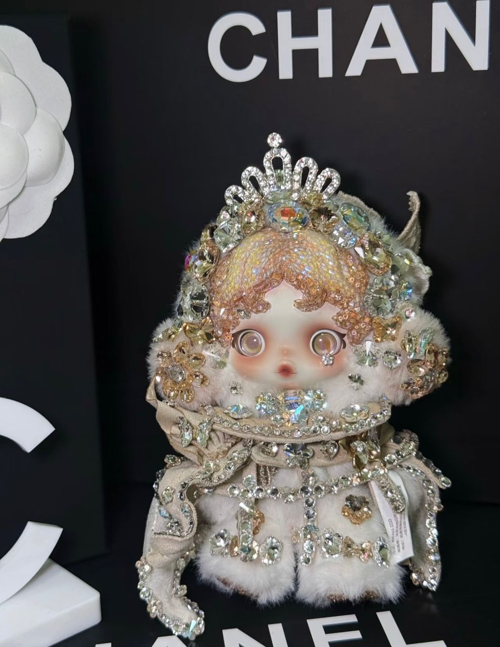 Authentic Pop Mart Skullpanda Crystal Tiara – Handmade Swarovski Crystal Plush Pendant