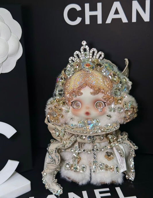 Authentic Pop Mart Skullpanda Crystal Tiara – Handmade Swarovski Crystal Plush Pendant