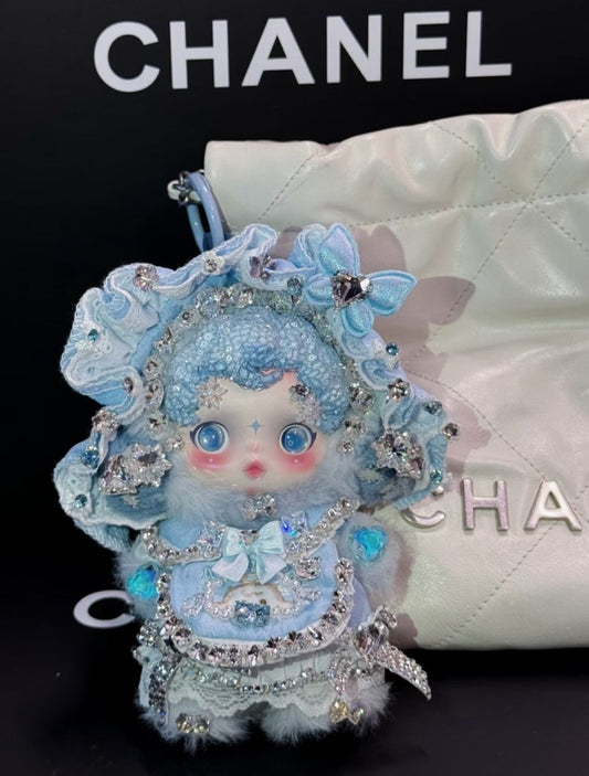 Authentic Pop Mart Skullpanda Blue Enchantress – Handmade Swarovski Crystal Plush Pendant