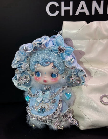 Authentic Pop Mart Skullpanda Blue Enchantress – Handmade Swarovski Crystal Plush Pendant
