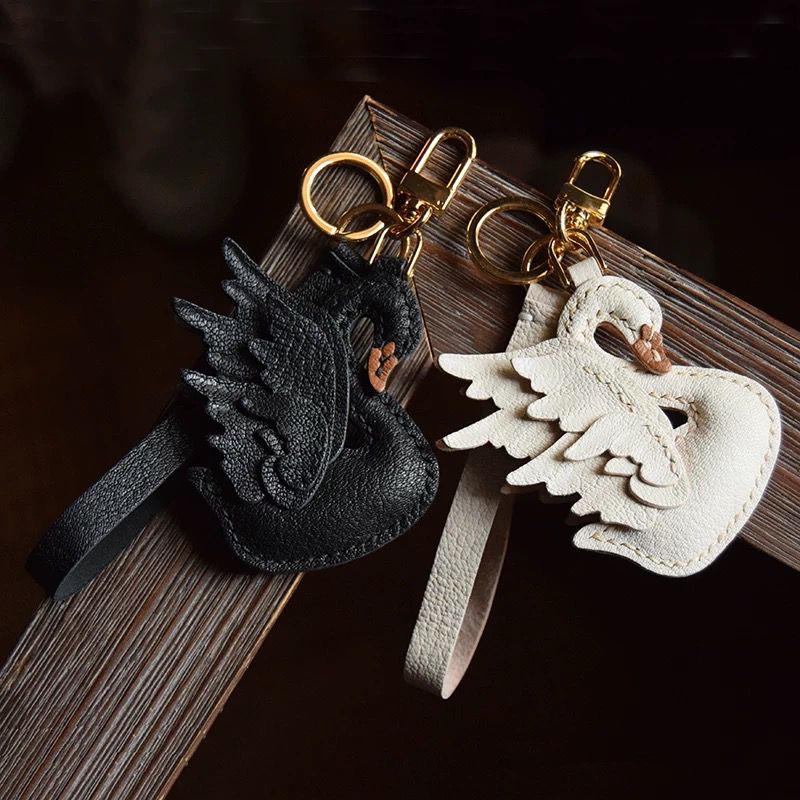 Graceful Swan Handmade Leather Charm