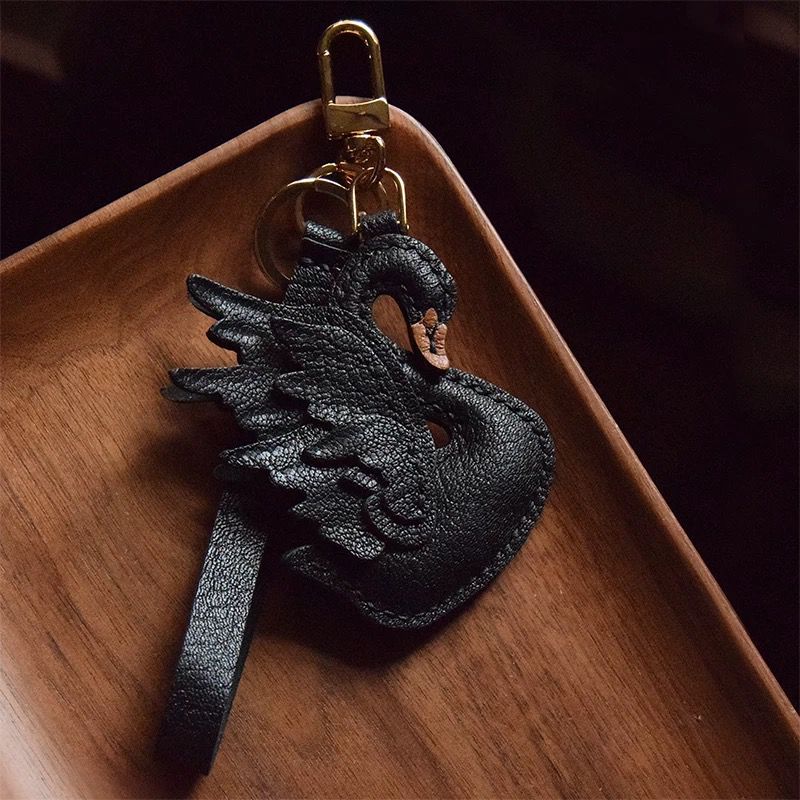 Graceful Swan Handmade Leather Charm