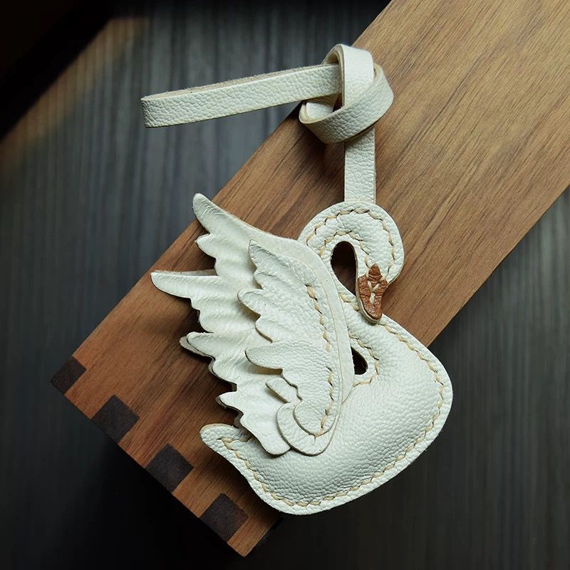 Graceful Swan Handmade Leather Charm