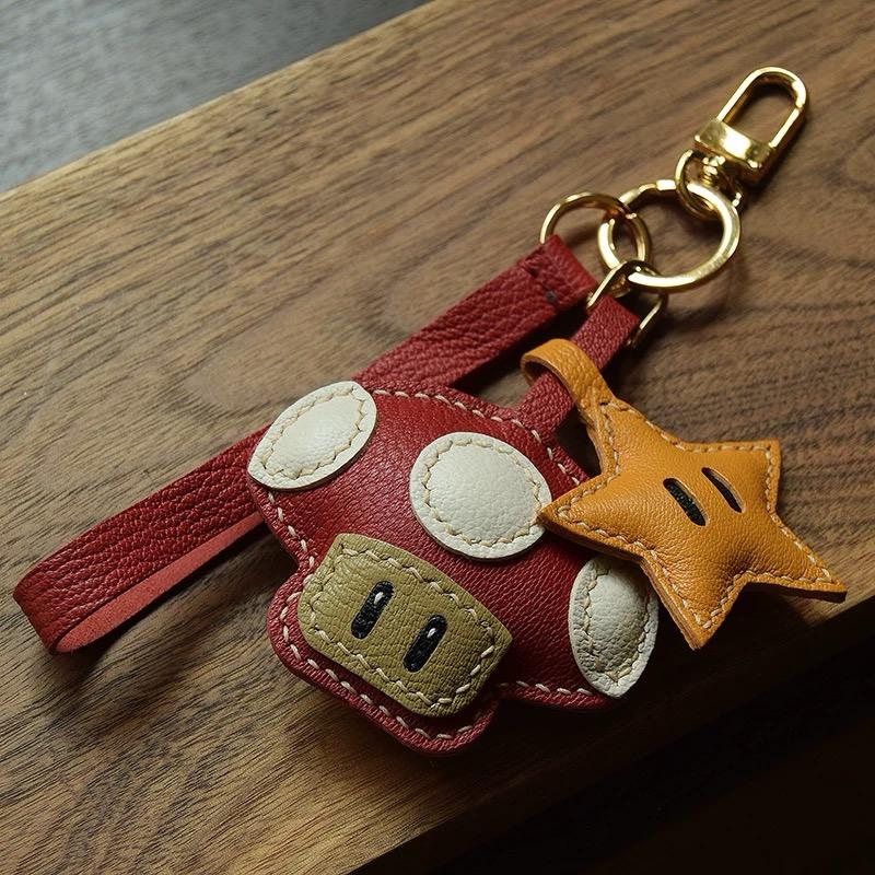 Starlit Mushroom Handmade Leather Charm