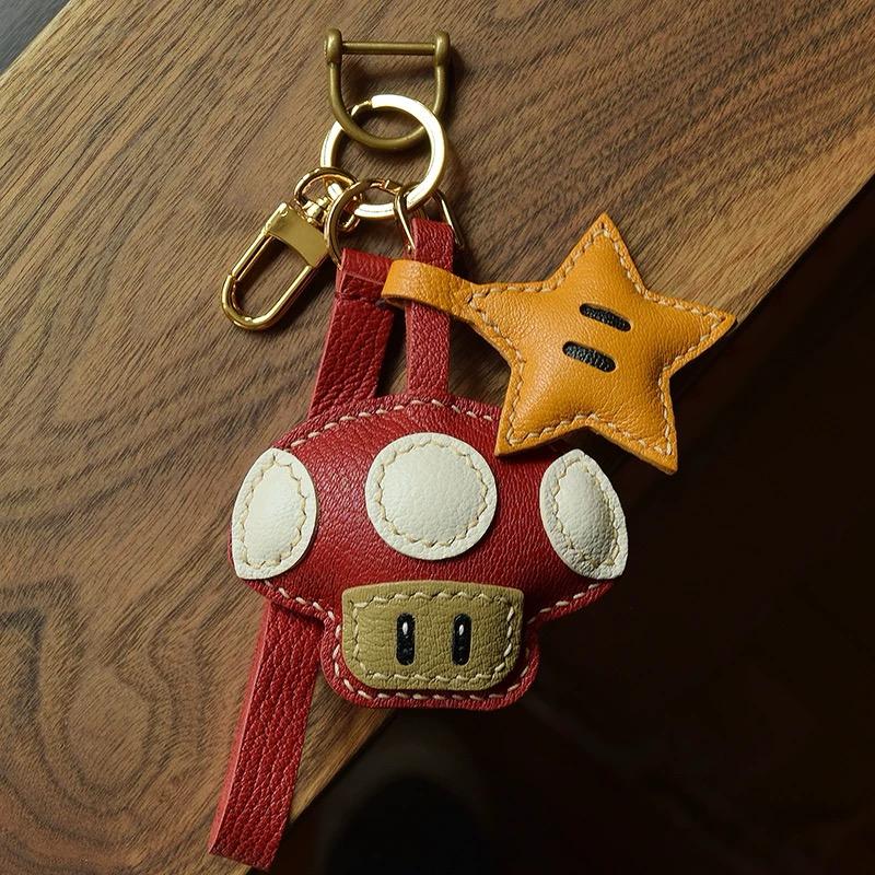 Starlit Mushroom Handmade Leather Charm